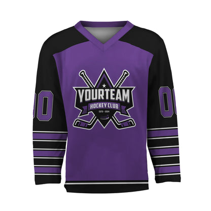 Personalize Hockey Team Name And Number Purple Jersey