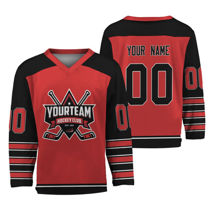 Personalize Hockey Team Name And Number Red Jersey
