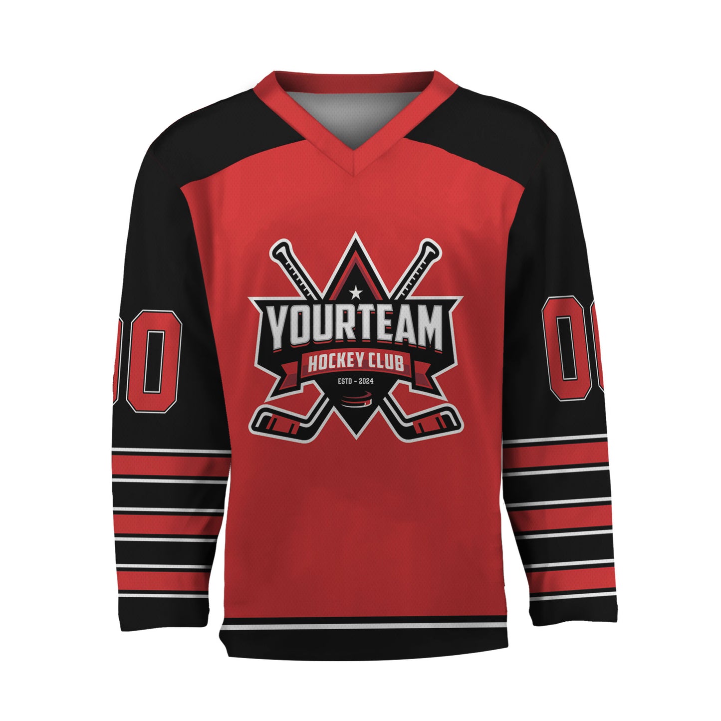 Personalize Hockey Team Name And Number Red Jersey