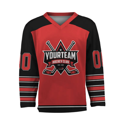 Personalize Hockey Team Name And Number Red Jersey
