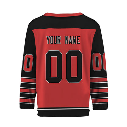 Personalize Hockey Team Name And Number Red Jersey