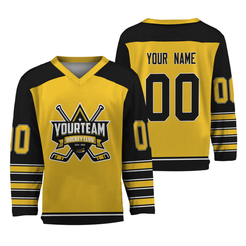 Personalize Hockey Team Name And Number Yellow Jersey