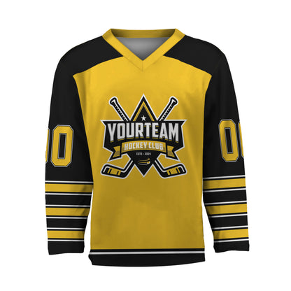 Personalize Hockey Team Name And Number Yellow Jersey