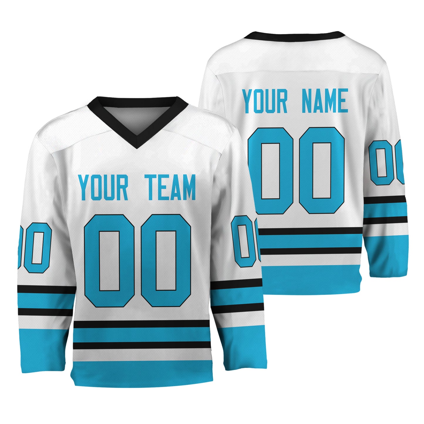 Personalize Hockey Sport Awesome White Cyan Jersey