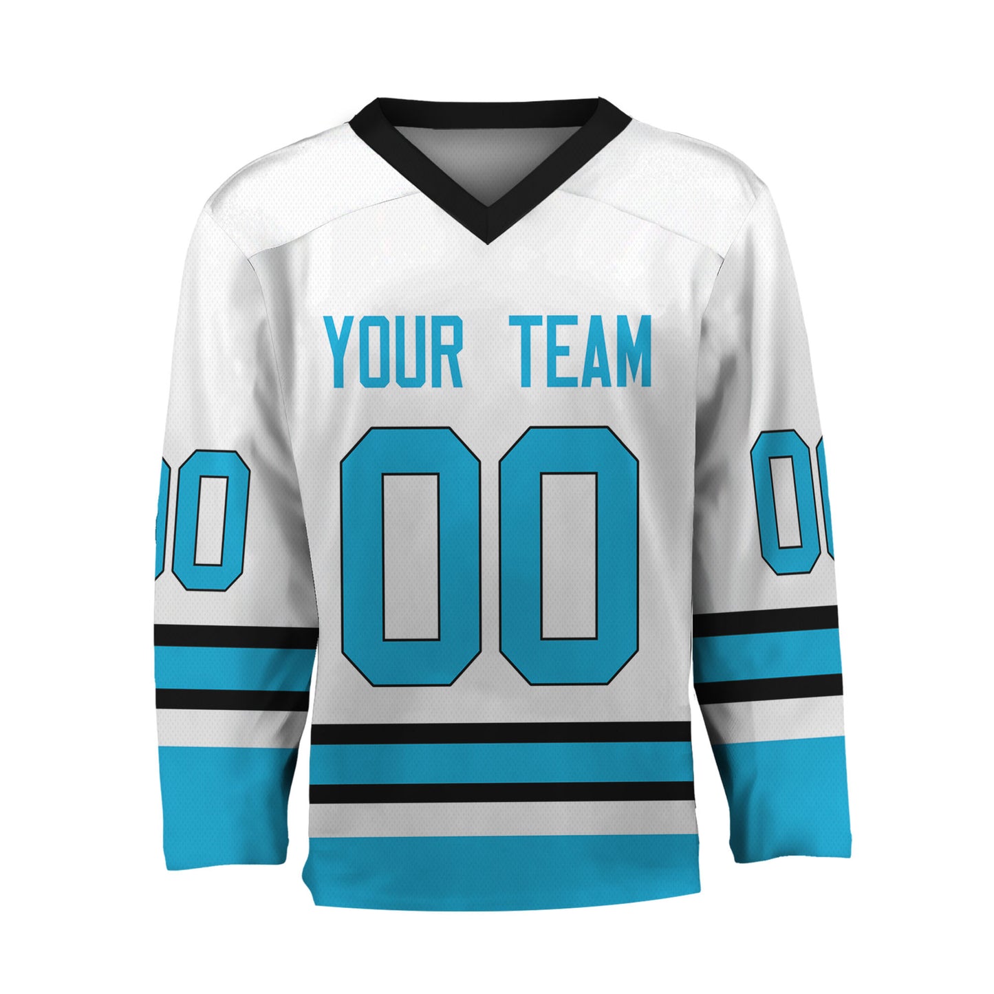 Personalize Hockey Sport Awesome White Cyan Jersey
