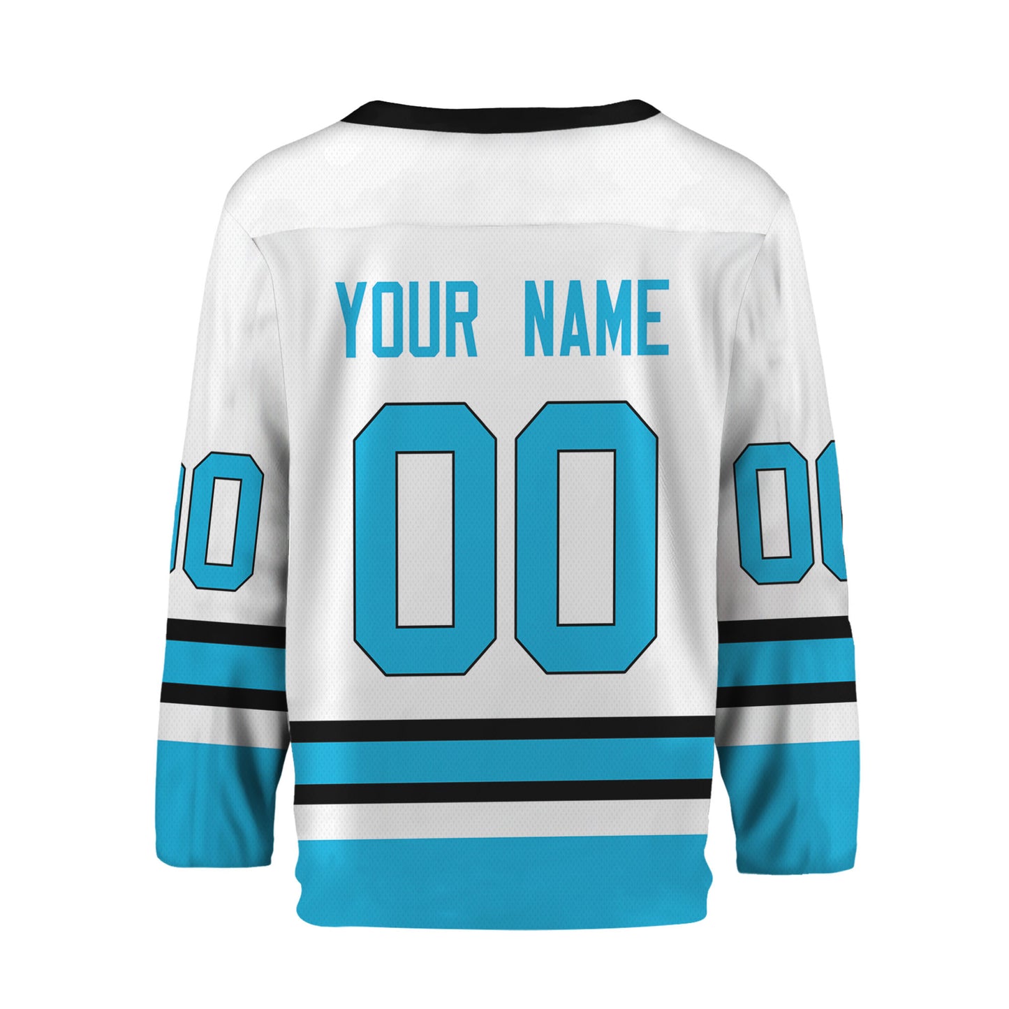 Personalize Hockey Sport Awesome White Cyan Jersey