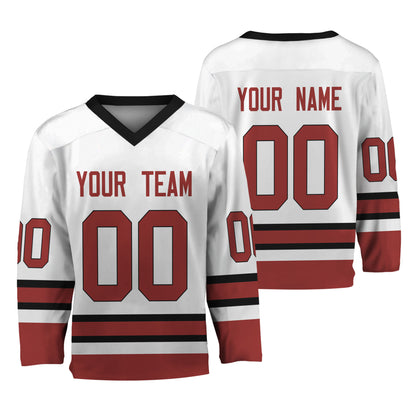 Personalize Hockey Sport Awesome White Maroon Jersey