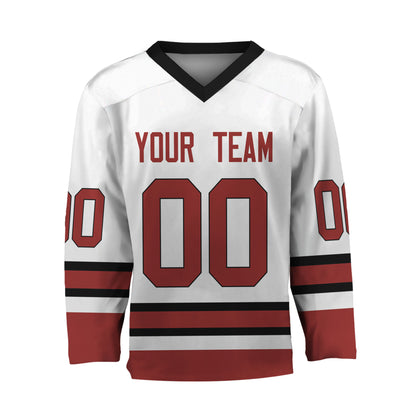 Personalize Hockey Sport Awesome White Maroon Jersey