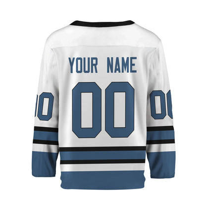 Personalize Hockey Sport Awesome White Navy Jersey