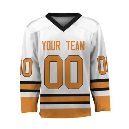 Personalize Hockey Sport Awesome White Orange Jersey