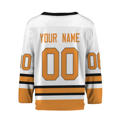 Personalize Hockey Sport Awesome White Orange Jersey