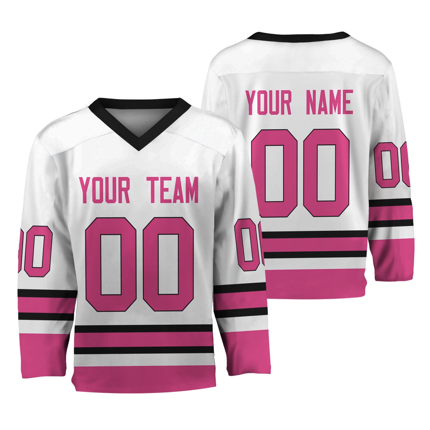 Personalize Hockey Sport Awesome White Pink Jersey