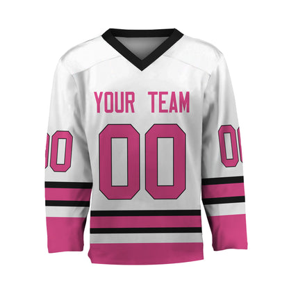 Personalize Hockey Sport Awesome White Pink Jersey