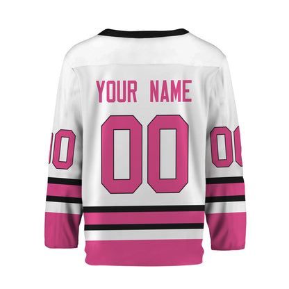 Personalize Hockey Sport Awesome White Pink Jersey
