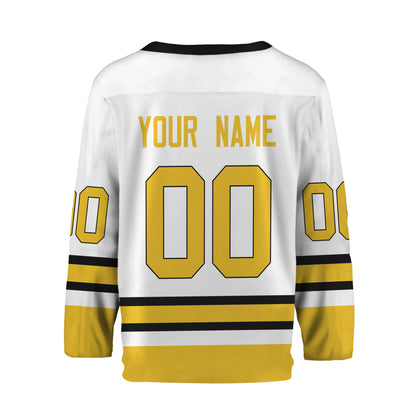 Personalize Hockey Sport Awesome White Yellow Jersey