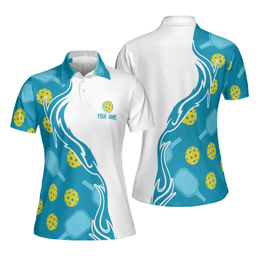 Custom Cyan and White Pickleball Polo