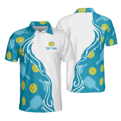 Custom Cyan and White Pickleball Polo