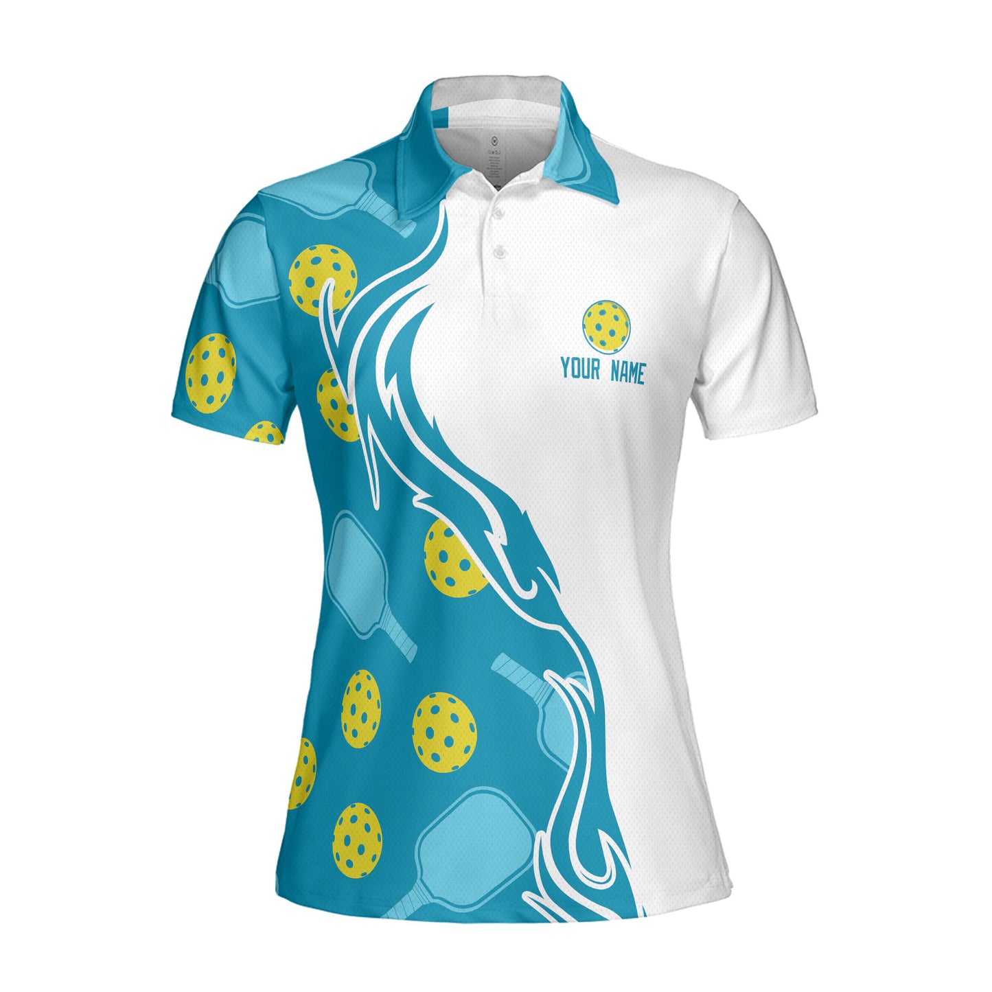 Custom Cyan and White Pickleball Polo