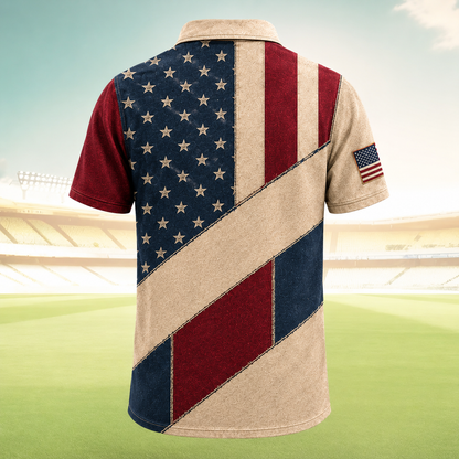 USA Flag Patriotic Polo Shirt, America 250 Years 1776-2026 Golf Polo, Independence Day Outfit, Veteran Dad Gift