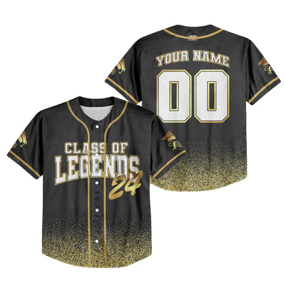 Custom Class of Legends Black Baseball Jersey