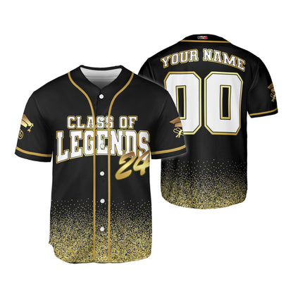 Custom Class of Legends Black Baseball Jersey