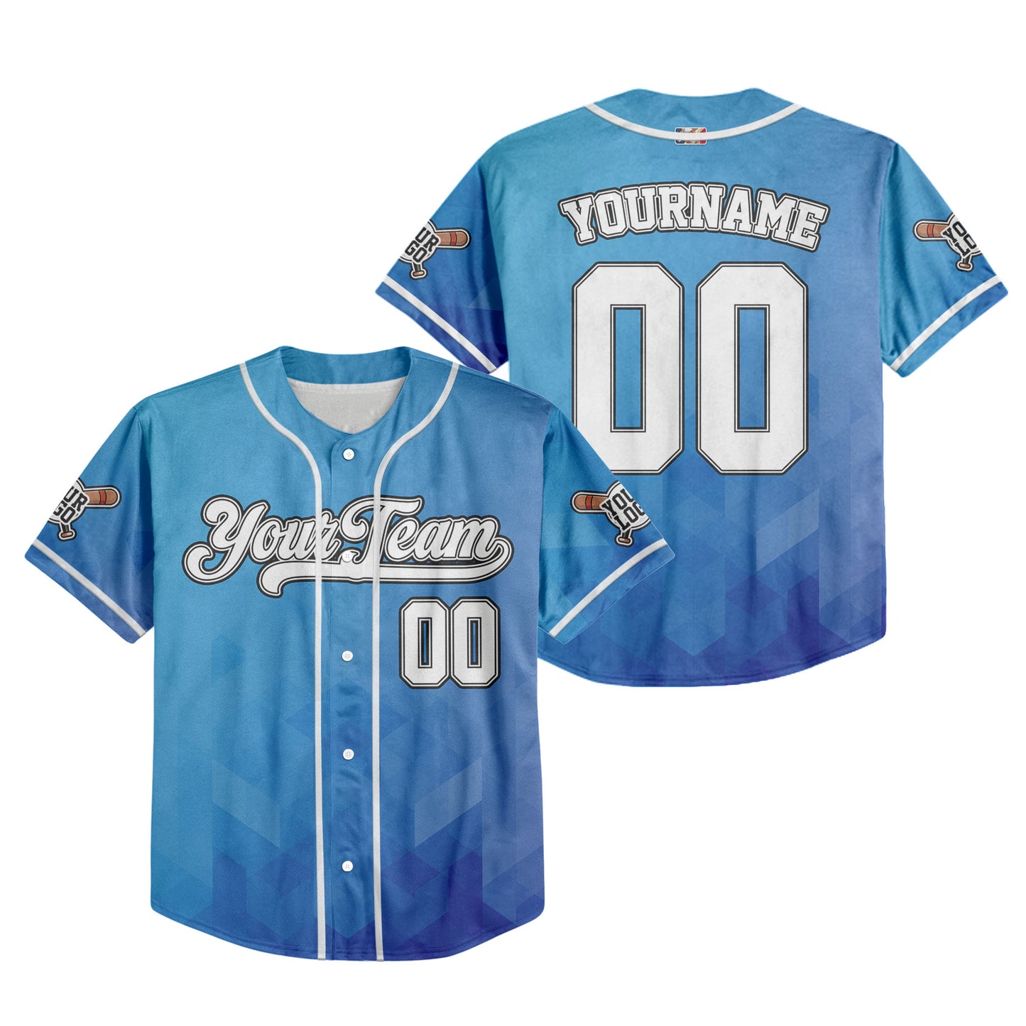 Custom Abstract Gradient Blue Baseball Jersey