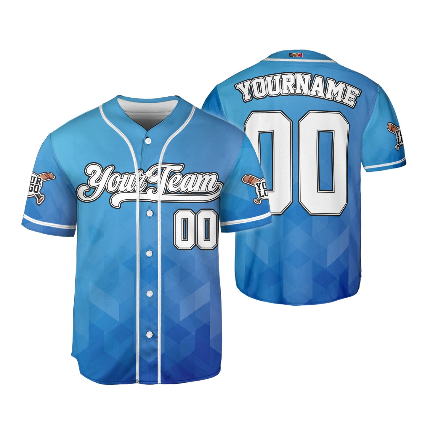 Custom Abstract Gradient Blue Baseball Jersey