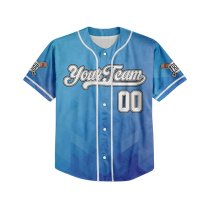 Custom Abstract Gradient Blue Baseball Jersey