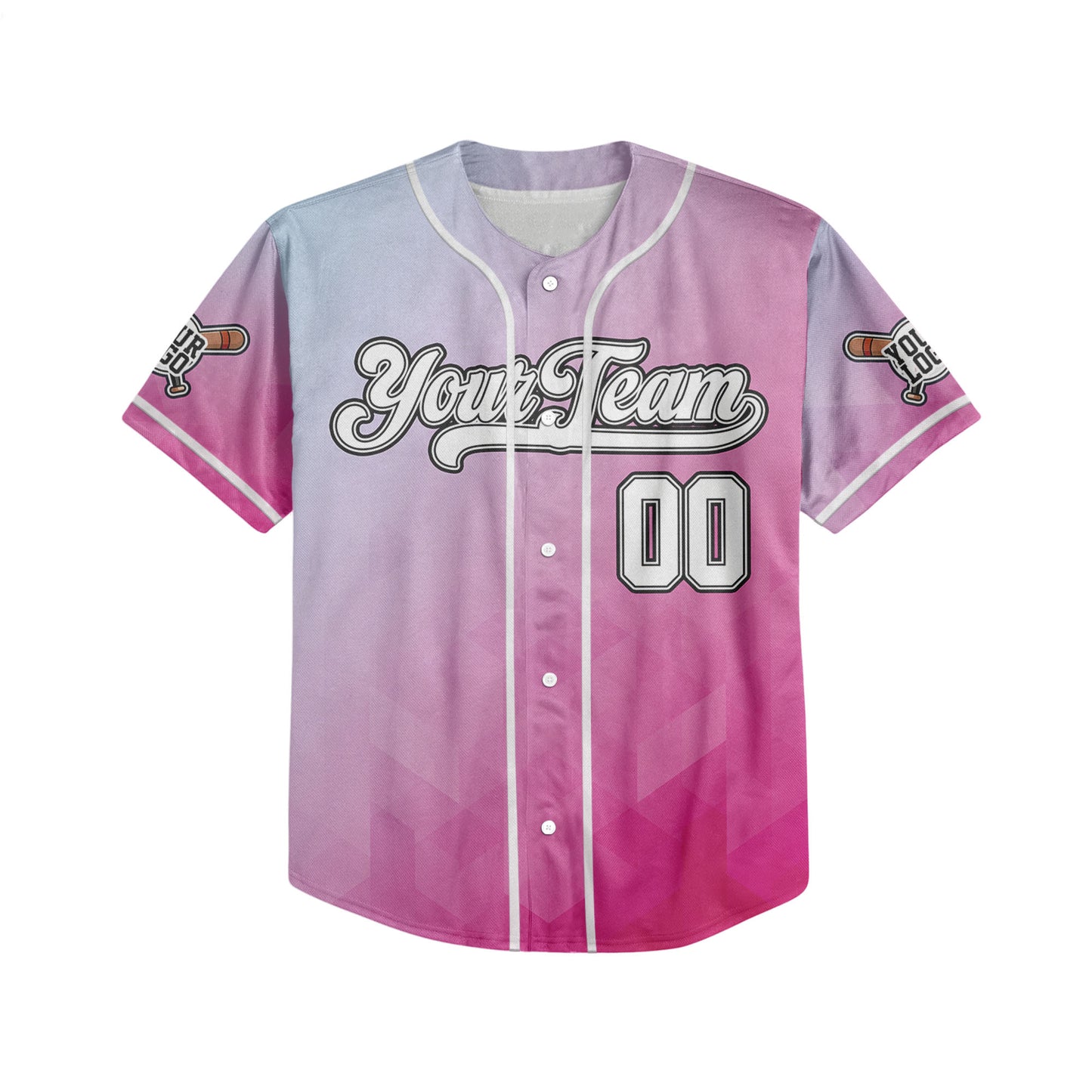 Custom Abstract Gradient Blue and Pink Baseball Jersey