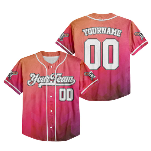 Custom Abstract Gradient Orange and Scarlet Baseball Jersey