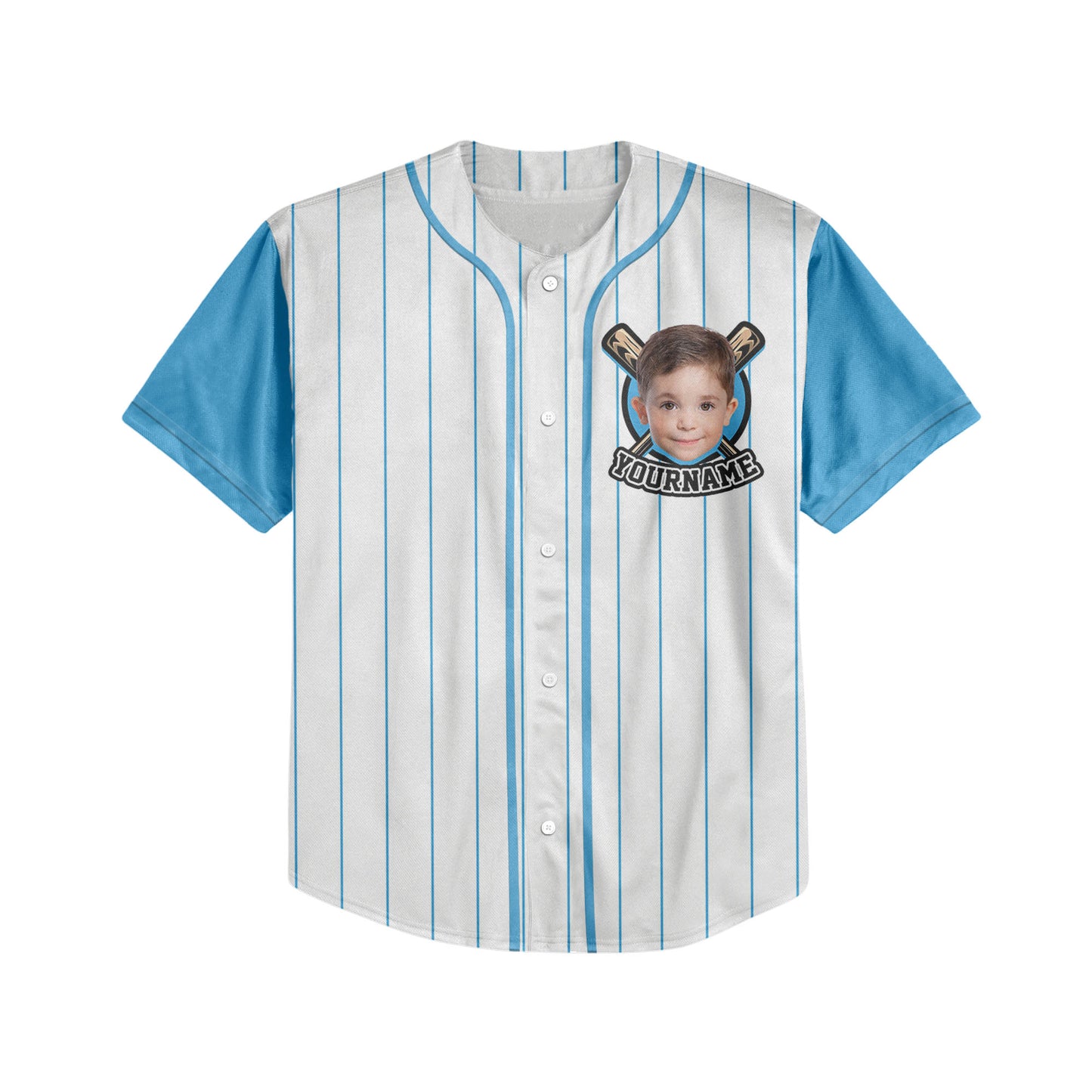 Custom Baseball Jersey with Face Colorful Arm Blue