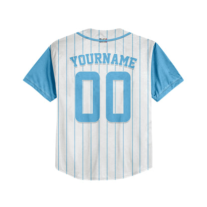Custom Baseball Jersey with Face Colorful Arm Blue
