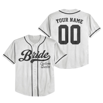 Custom Bride White Baseball Jersey