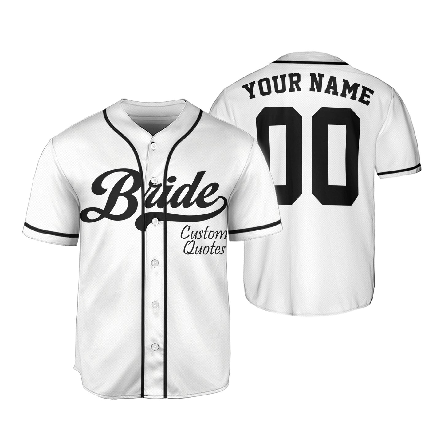 Custom Bride White Baseball Jersey
