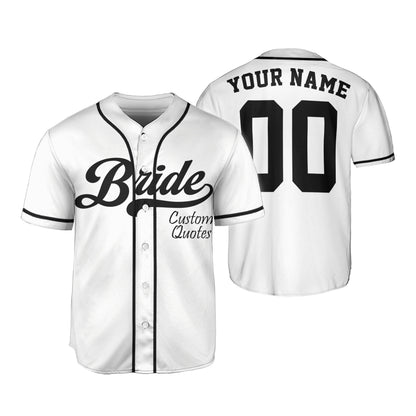 Custom Bride White Baseball Jersey
