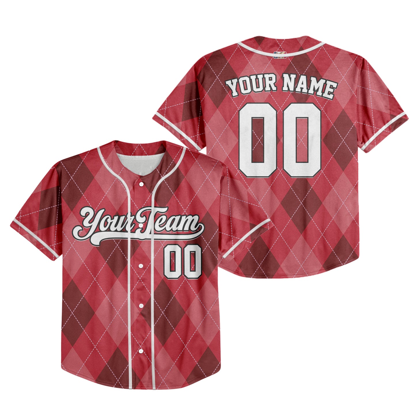 Custom Christmas Checkered Pattern Simple Basic All Red Kid Baseball Jersey