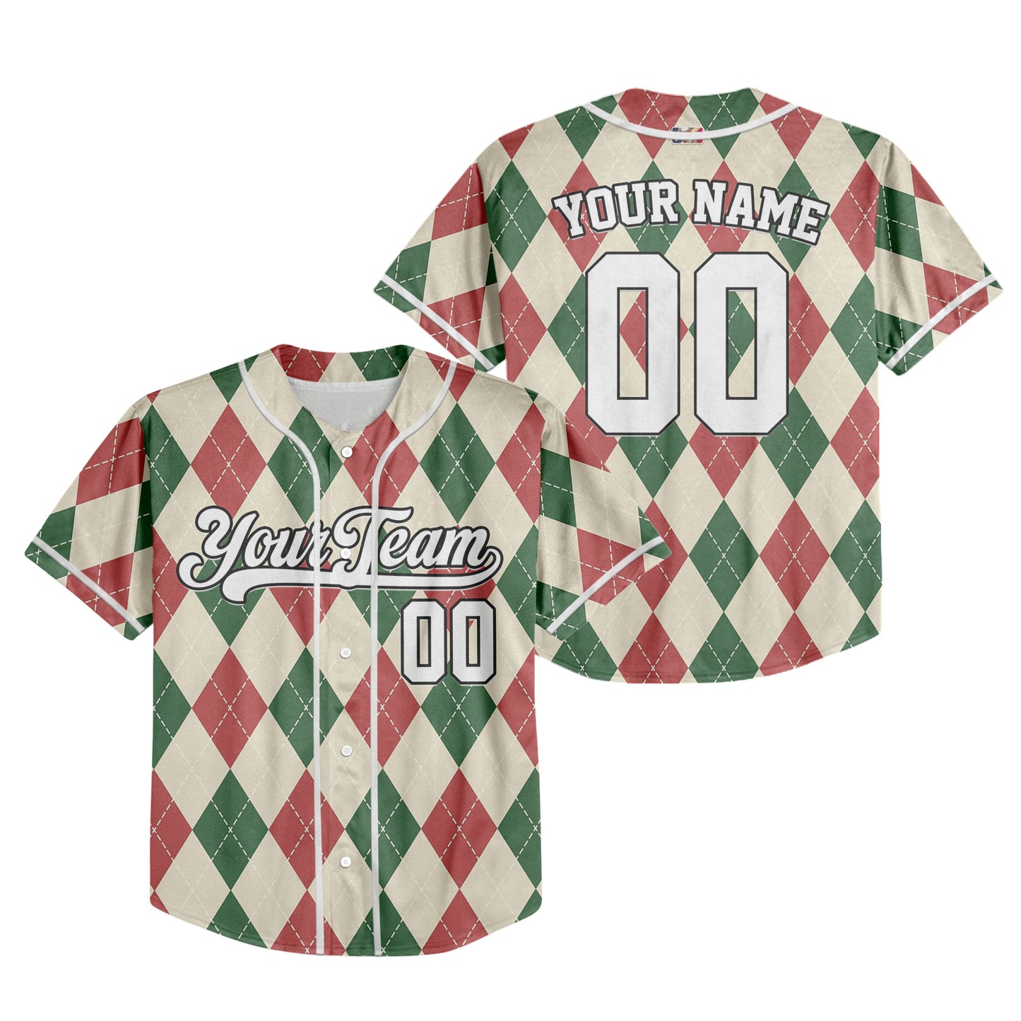 Custom Christmas Checkered Pattern Simple Basic Beige Kid Baseball Jersey