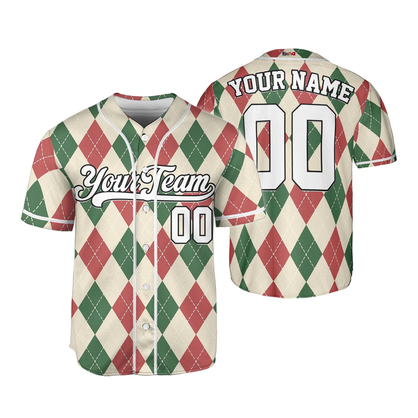 Custom Christmas Checkered Pattern Simple Basic Beige Kid Baseball Jersey