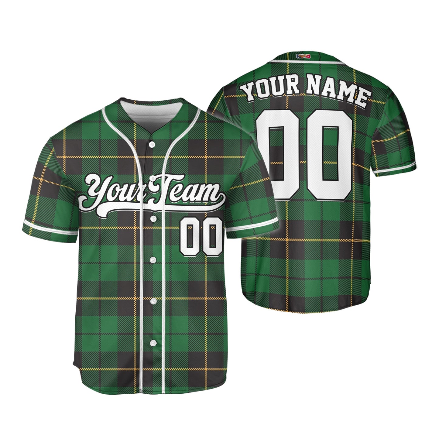 Custom Christmas Checkered Pattern Simple Basic Green Kid Baseball Jersey