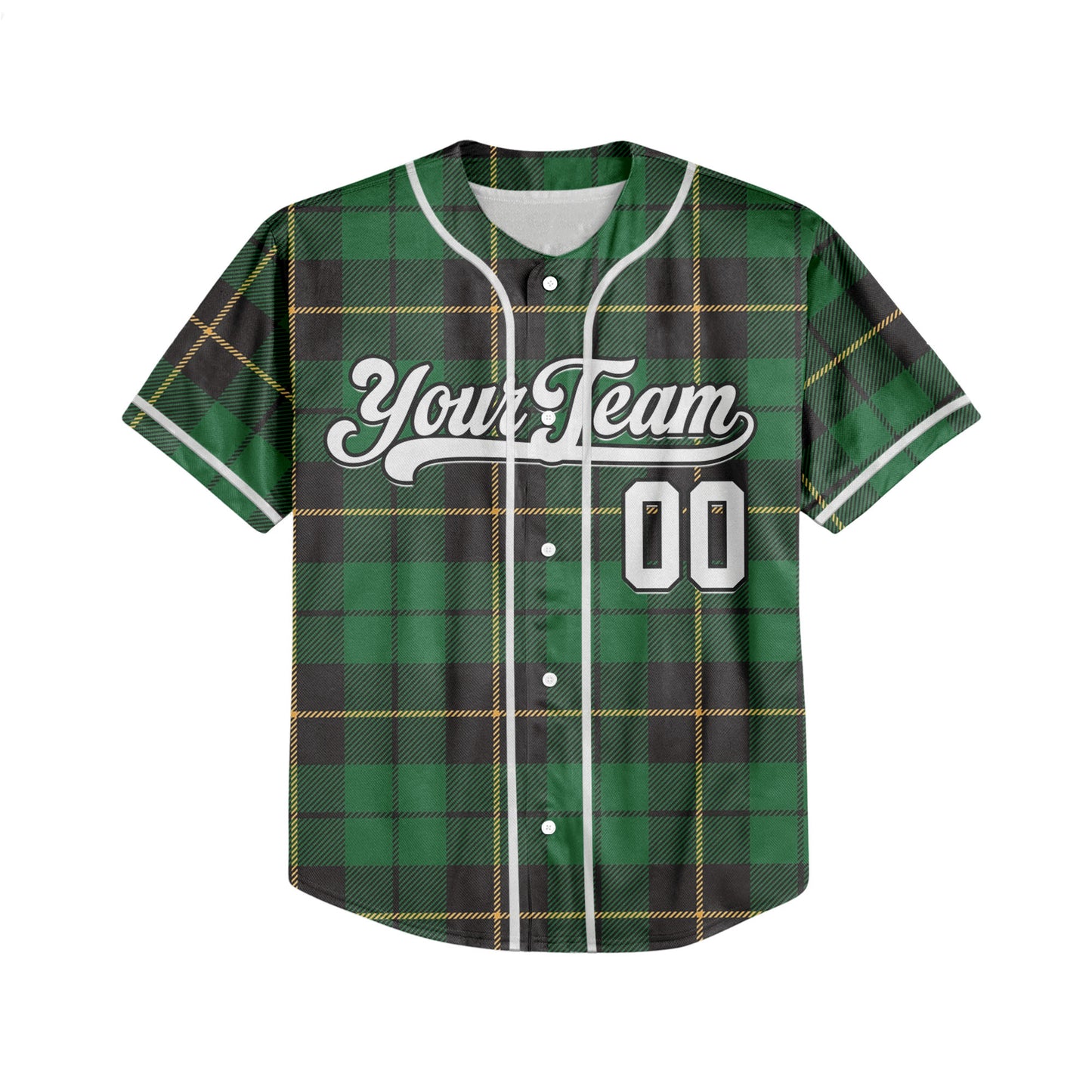 Custom Christmas Checkered Pattern Simple Basic Green Kid Baseball Jersey