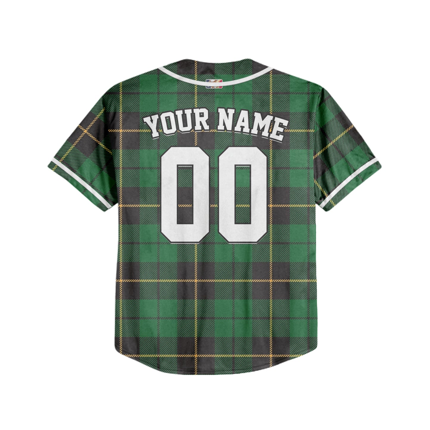 Custom Christmas Checkered Pattern Simple Basic Green Kid Baseball Jersey