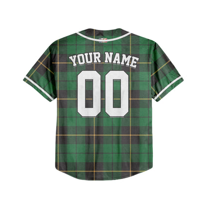 Custom Christmas Checkered Pattern Simple Basic Green Kid Baseball Jersey
