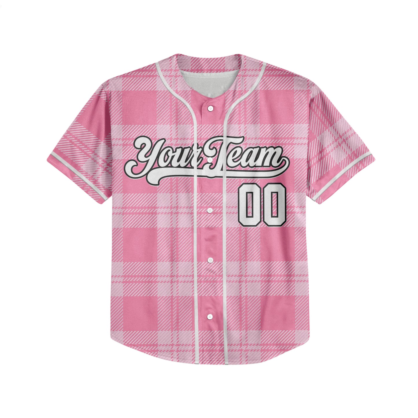 Custom Christmas Checkered Pattern Simple Basic Pink Kid Baseball Jersey