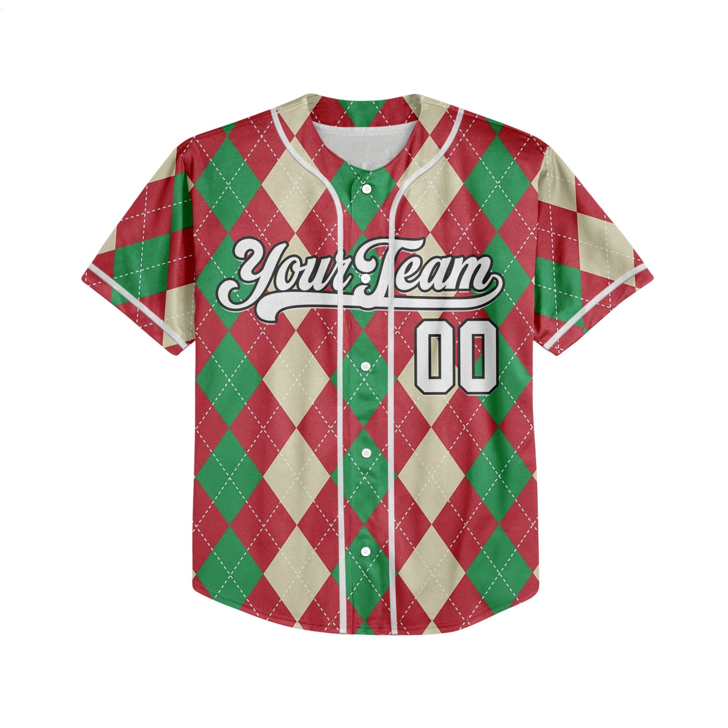Custom Christmas Checkered Pattern Simple Basic Red and Beige Kid Baseball Jersey