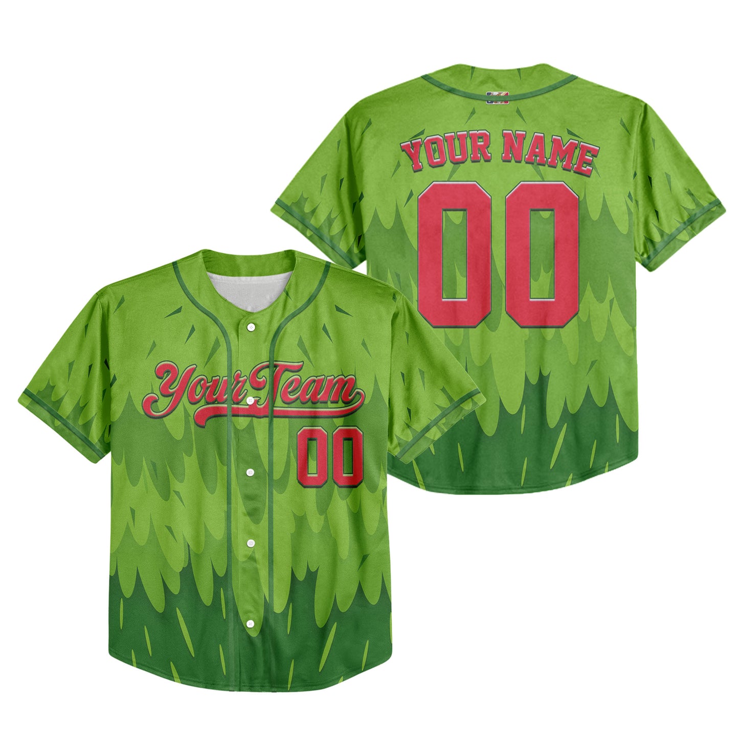 Custom Christmas Green Mean Monster Kid Baseball Jersey