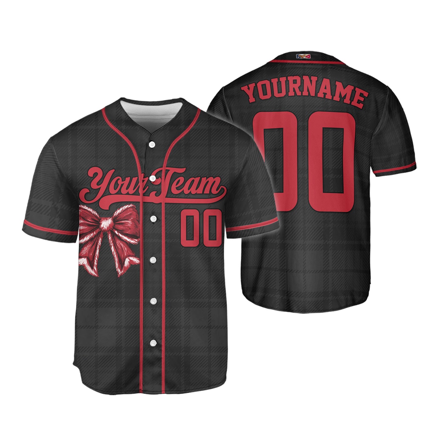 Custom Christmas Holiday Gift Box Black Baseball Jersey