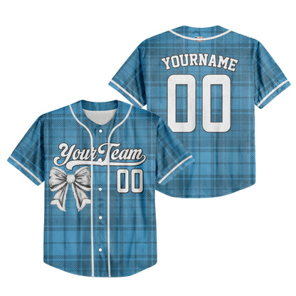 Custom Christmas Holiday Gift Box Blue Baseball Jersey