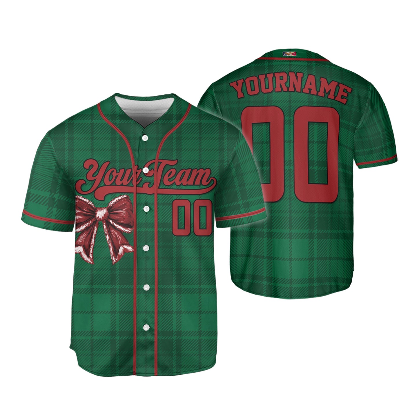 Custom Christmas Holiday Gift Box Green Baseball Jersey
