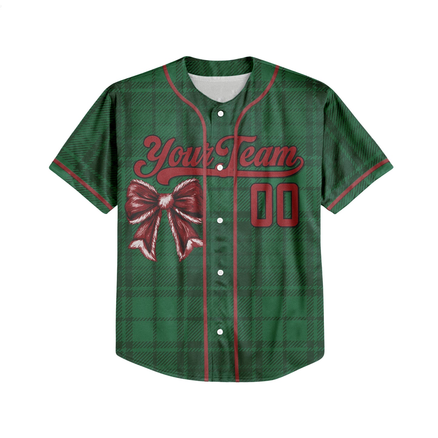 Custom Christmas Holiday Gift Box Green Baseball Jersey