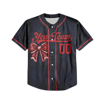 Custom Christmas Holiday Gift Box Navy Baseball Jersey